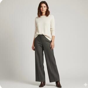 VTG Newport News Brown Tweed Herringbone Wide Leg Dress Pants Trousers Women 12